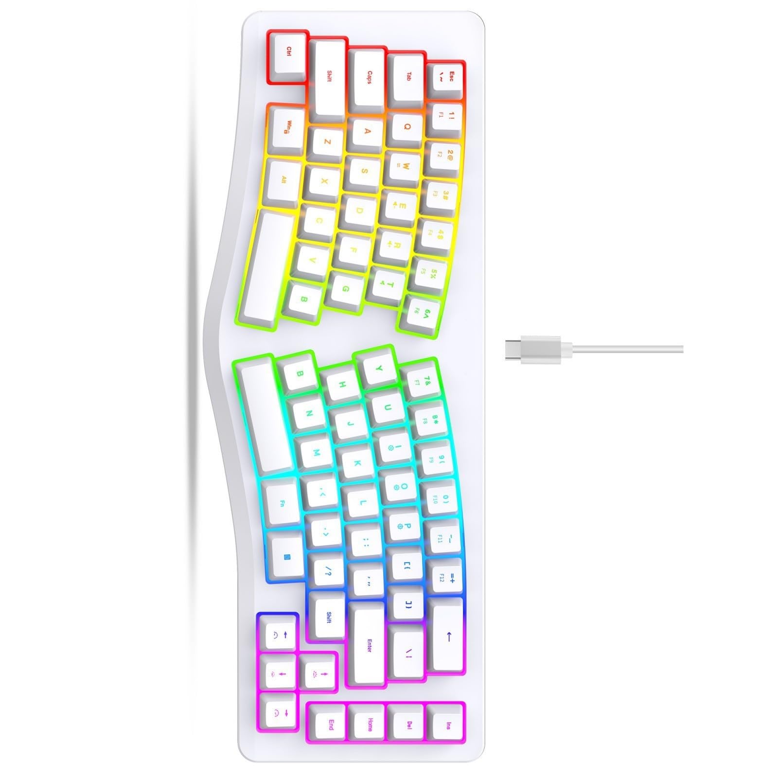 Ergonomische Computertastatur mit 69 Tasten, White