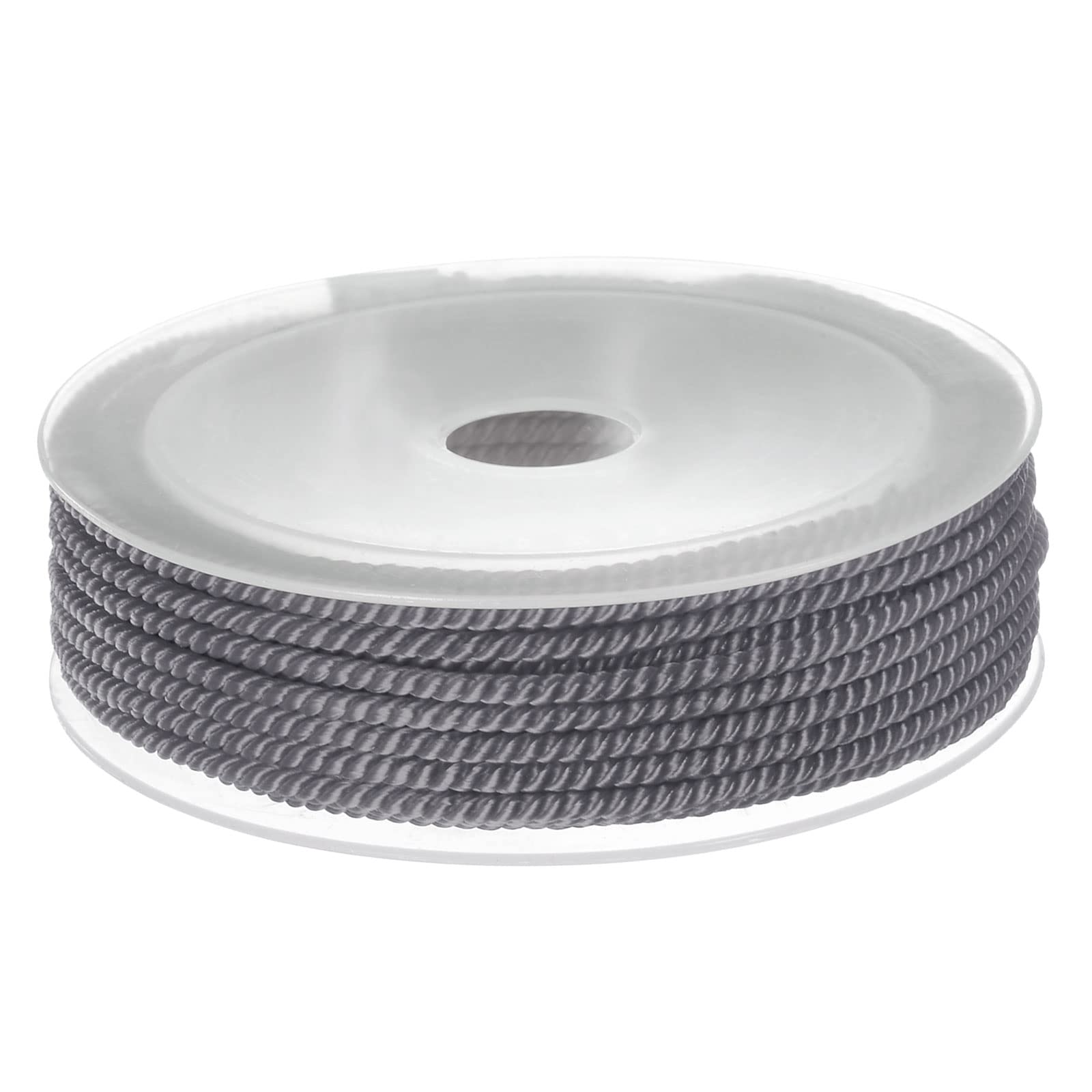 sourcing map Twisted Nylon Twine Thread Beading Cord 3mm 7M/23 Feet Extra-Strong Braided Nylon String for Crafting Bracelets Jewelry Making, Grey