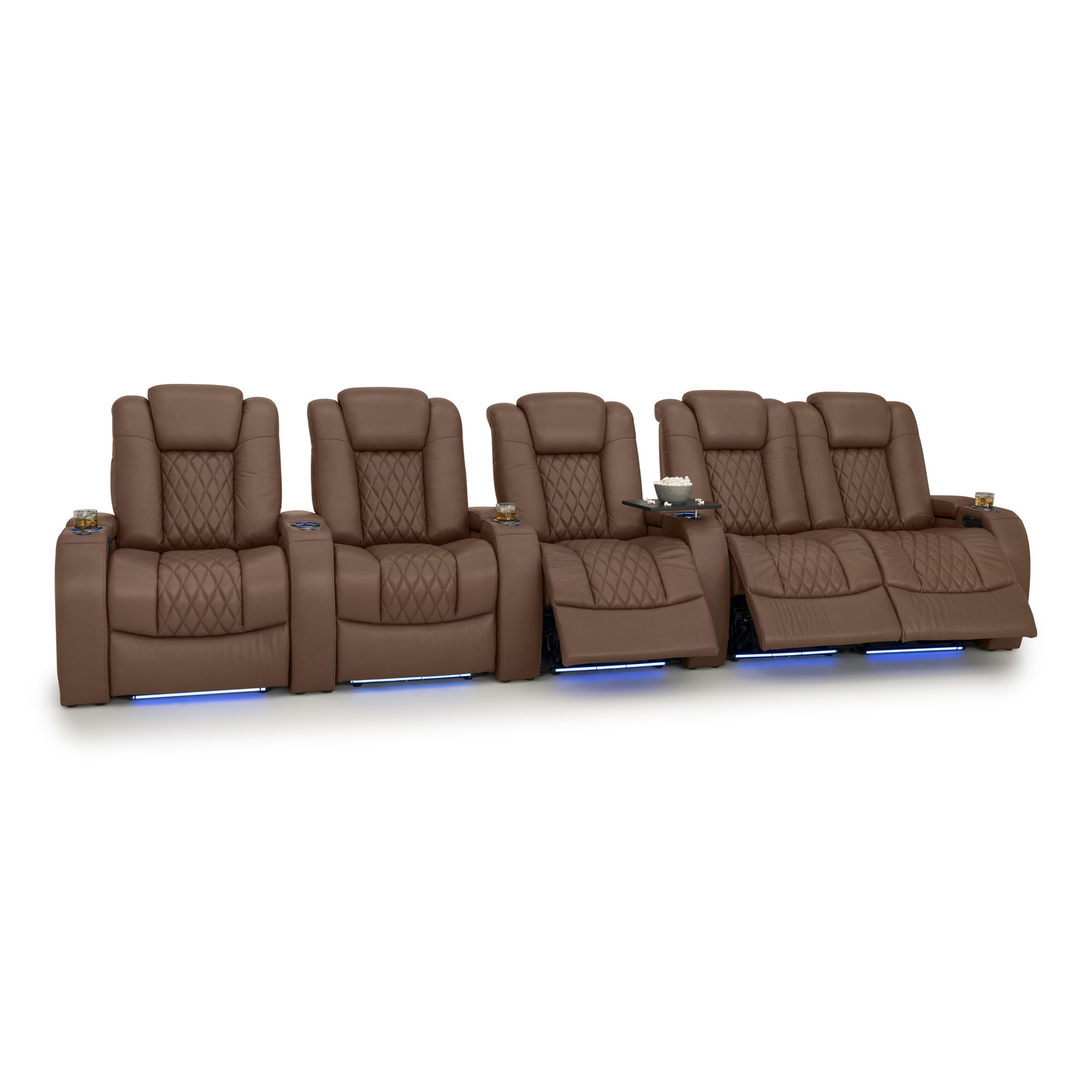 Seatcraft Diamante Home Theater Seating Tobacco Row of 5 Right Loveseat