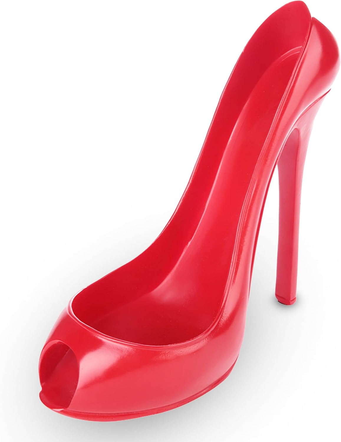Wine Bottle Holder, Stylish High Heel Shoe Shaped Decorative Tabletop Wine Rack for Home Bar Decor Red Polyresin 7.5 Inch Tall