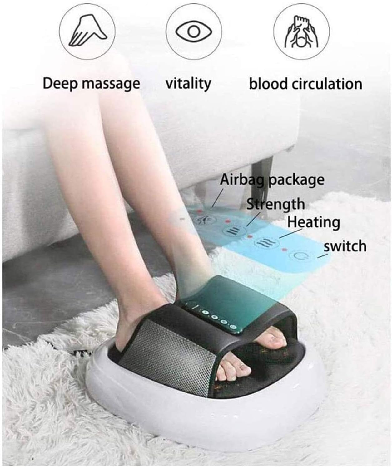 Massaggiatore Shiatsu per piedi con calore per alleviare il dolore, portatile, a compressione, agopressione, terapia per fascite plantare, circolazione, ideale per donne, uomini, anziani