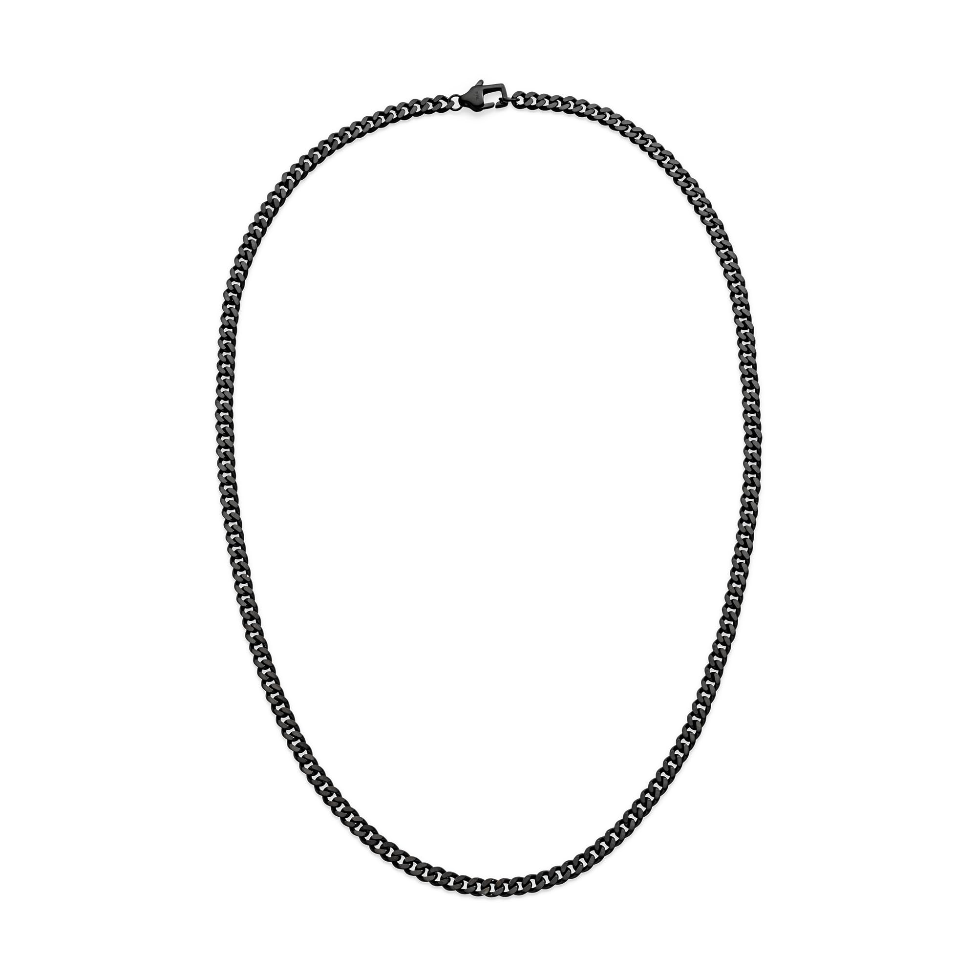 s.Oliver Men's Necklace - Necklace Made of Matte Stainless Steel - IP Black - Curb Chain 50 cm - Waterproof and Skin-Friendly
