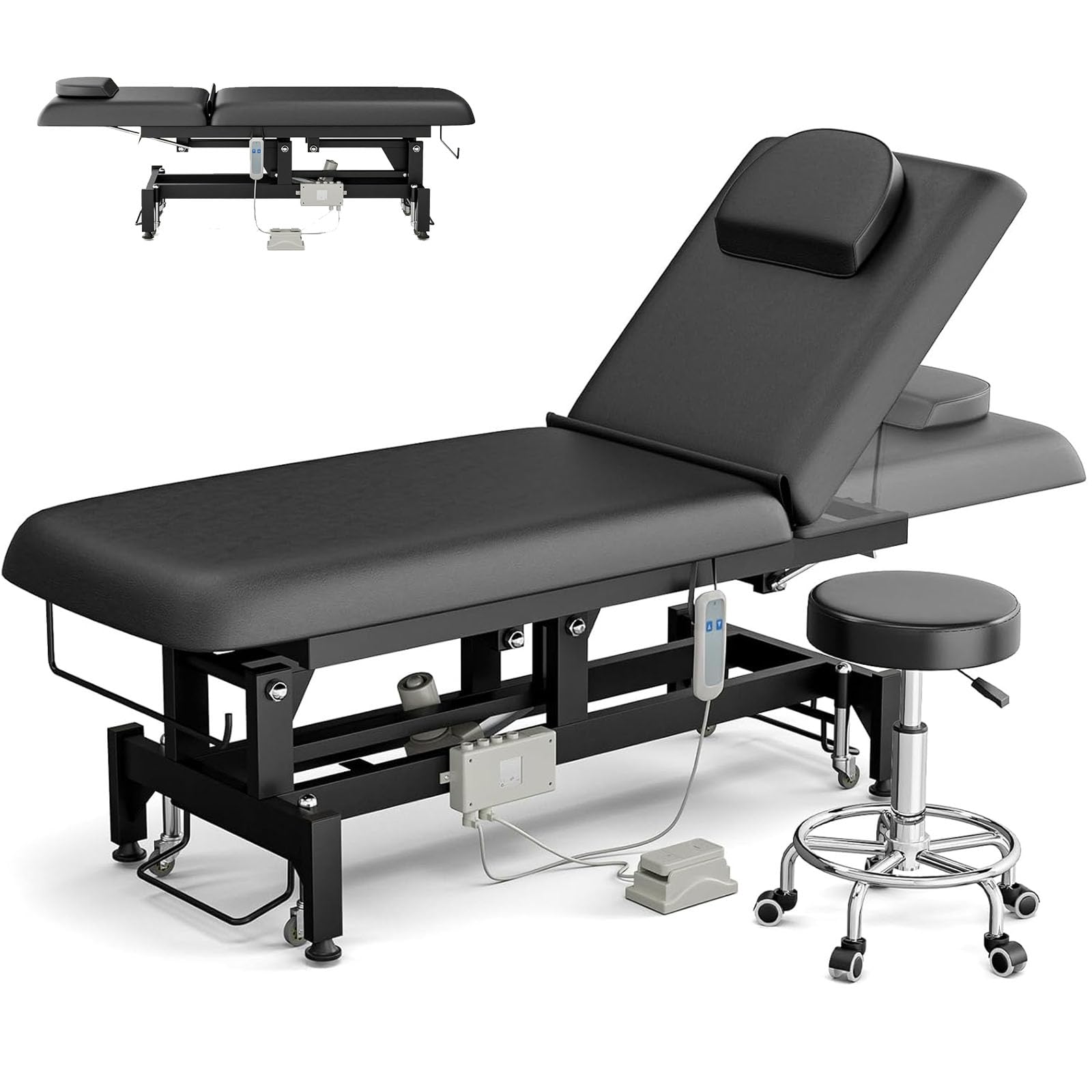 Icoget Electric Lift Massage Table for Esthetician, Facial Beds Treatment Table for Salon, Professional Physical Therapy Table Waxing Beds w/