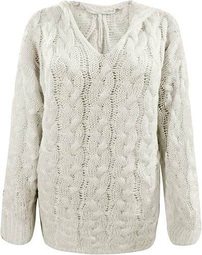 Miniatura 7 de Suéter casual de manga larga con cuello en V para mujer, suéter de punto grueso, holgado, más largo, abierto de punto para mujer