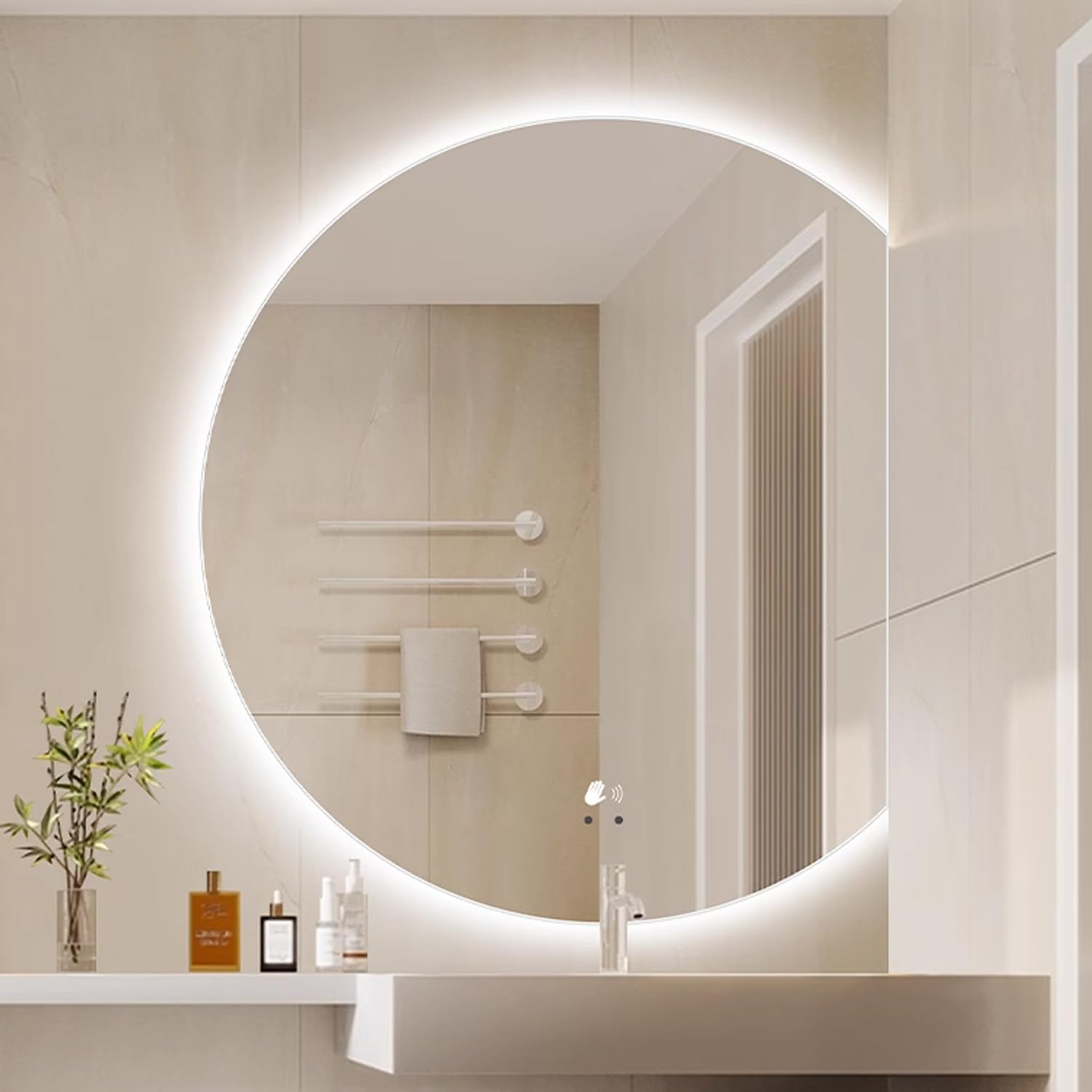 WWWHZGYS Espejo LED De Media Luna, Espejos De Media Luna Para Pared, Espejo  De Tocador Inteligente, image size:1500x1500