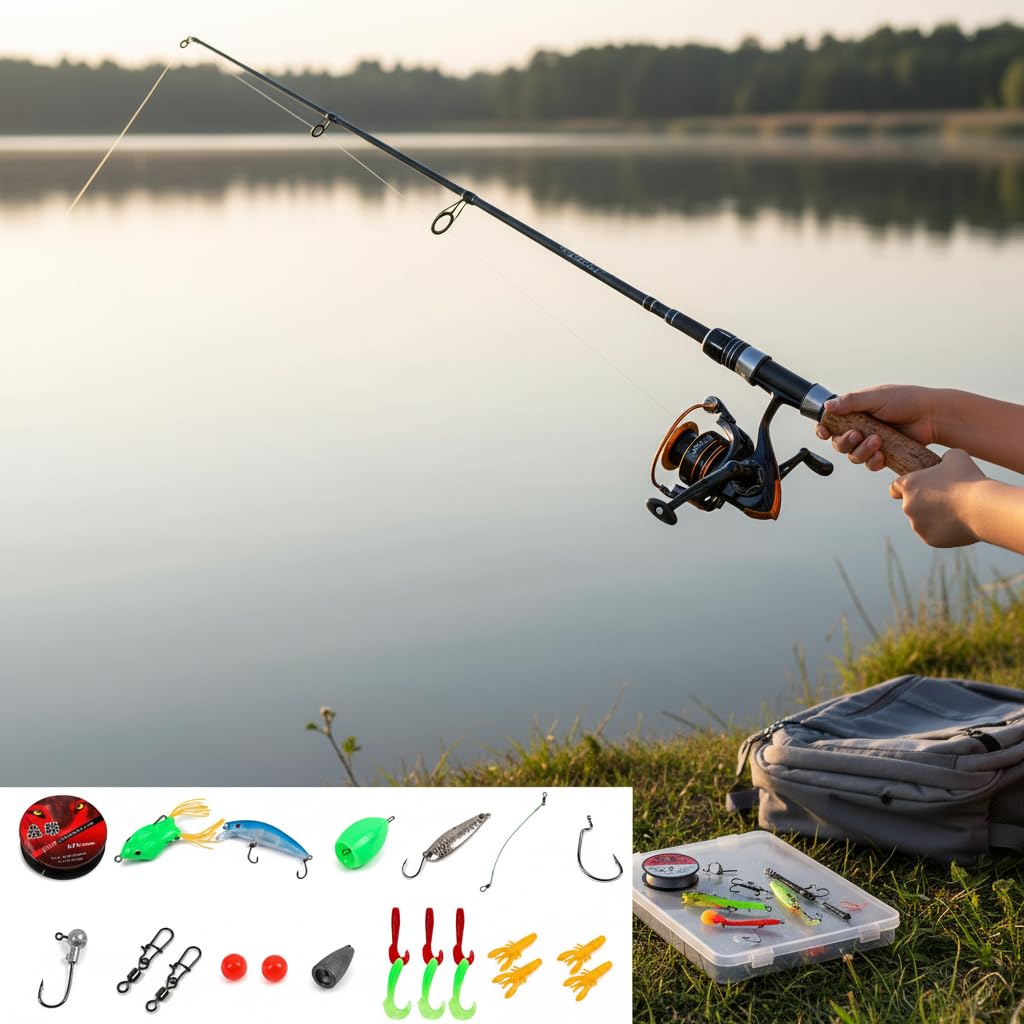 Canna da Telescopica 36 cm | Componenti in metallo, Set da Pesca Completo, Pesca in acque dolci, Per pescatori