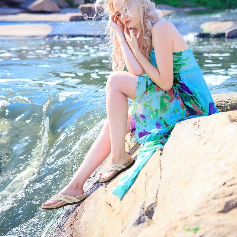 HAOLIRA Womens Arch Support Dressy Flip Flops Comfortable Orthotic Slippers for Plantar Fasciitis Thong Sandals Walking Indoor Outdoor Summer Beach(White 39/US 7) - Image 3