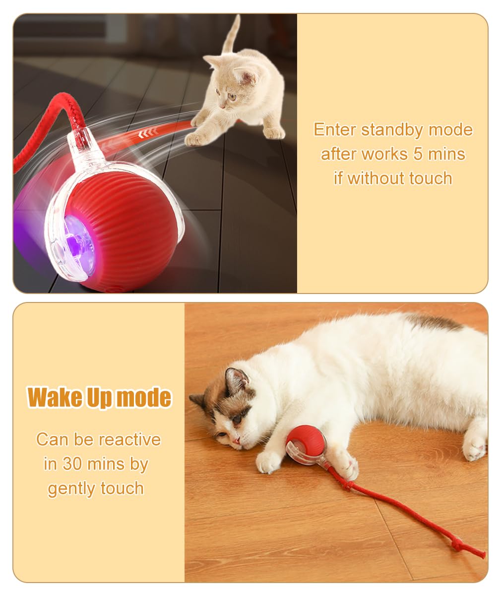 2PCS Interactive Cat Toy,Electric Automatic Cat Ball Toy - Image 3