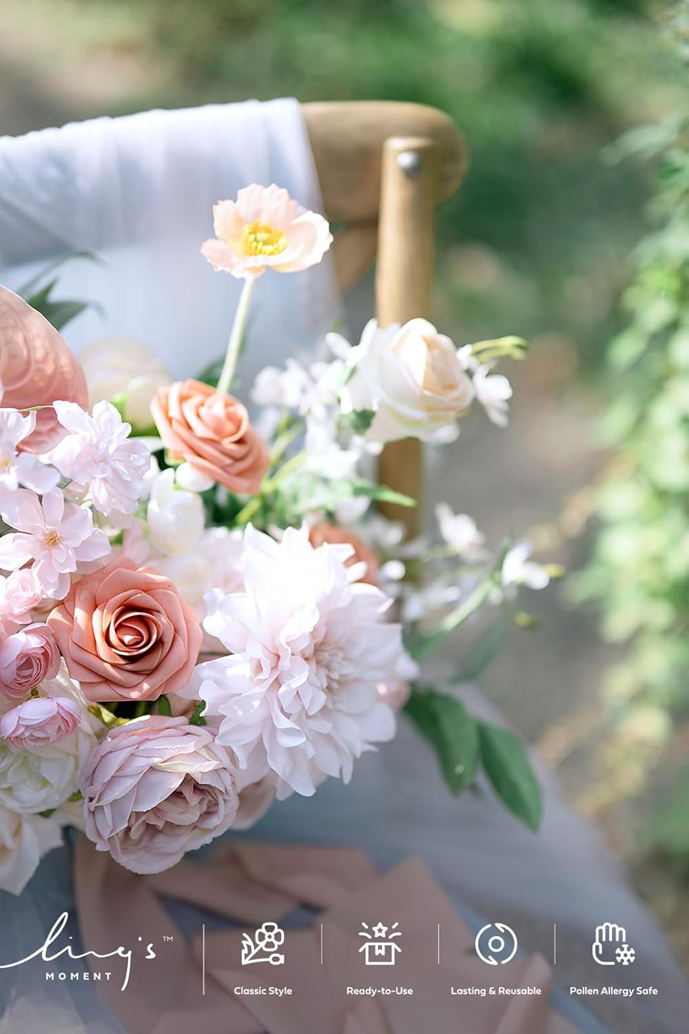 Ling's moment Artificial Flowers 9pcs Silk Dahlia 5.5"/4.5" Fake Flowers for DIY Wedding Craft Bouquets Centerpieces Arrangements Party Baby Shower Home Decorations (Blush) - Image 4