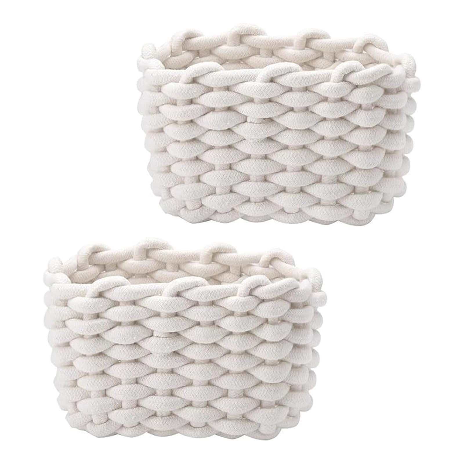 Buxuaaaa Rope Woven Baskets Natural Fiber Storage Container for Living Space Kids Area Bath Organization Supplies Handcrafted Cotton Rope Baskets