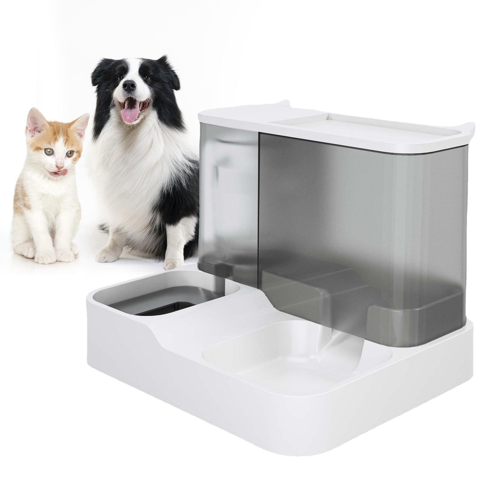 Juego de Comedero y Bebedero por Gravedad 2 en 1 para Gatos, Alimentador Automático, Alimentador y Bebedero para Mascotas, para Perros y Gatos Pequeños y Medianos para Perros y Gatos Gris