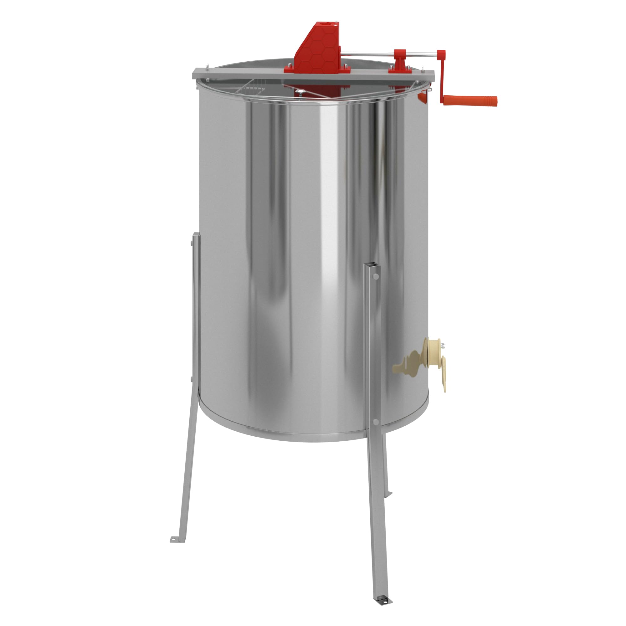 Jago® Estrattore di Miele - Manuale, per 4 Telai di Alveare, 3 Gambe, Fusto in Acciaio Inossidabile - Smielatore, Separatore, Centrifuga per Apicoltura