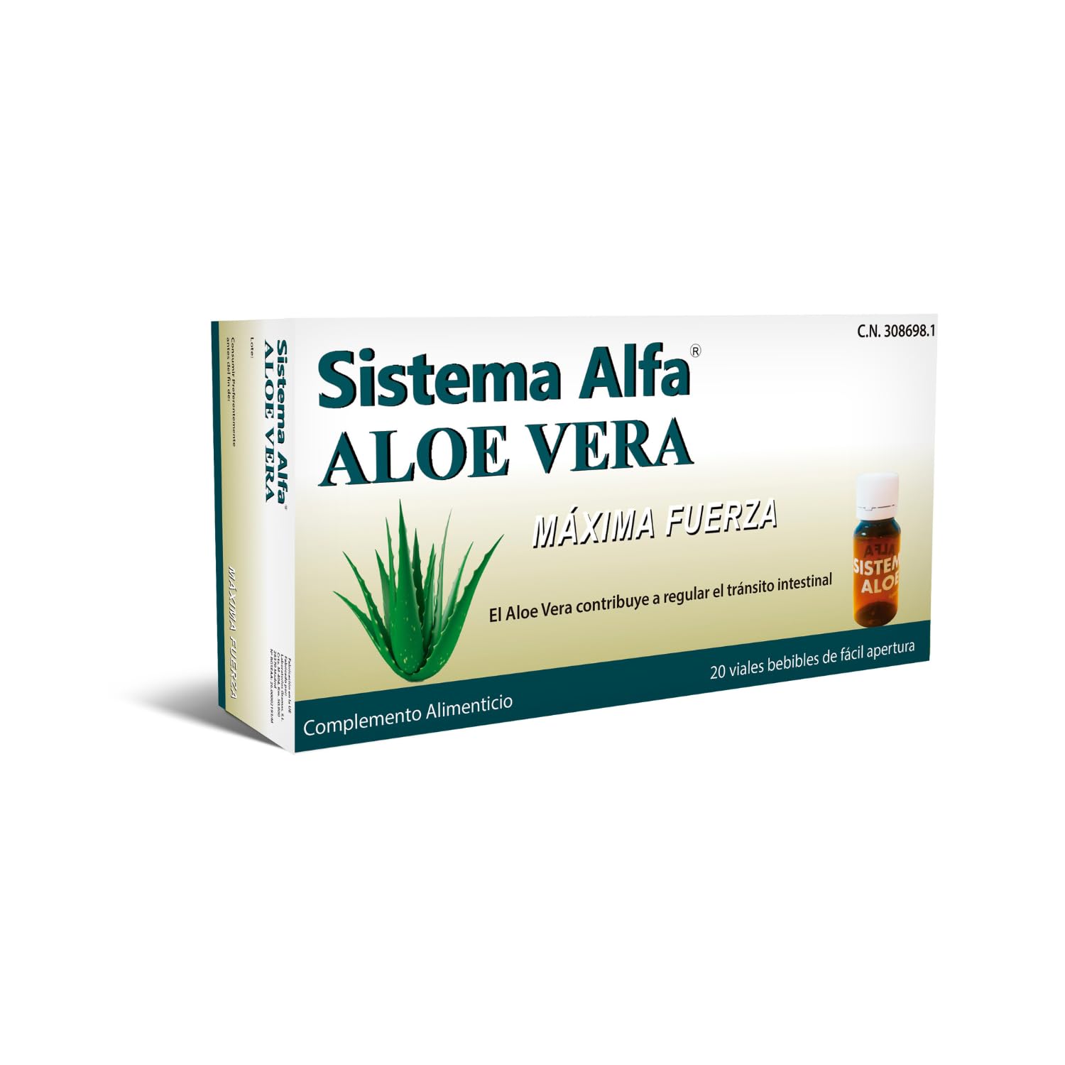 Sistema Alfa Aloe Vera 20 Viales Bebibles - Contribuye a Regular el Tránsito Intestinal - con Aloe Vera y Vitamina C