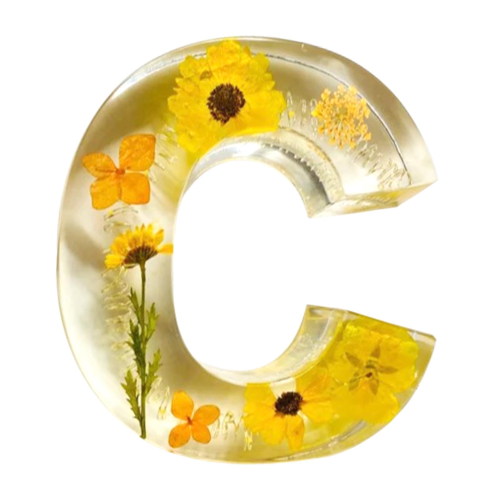 Dry Flower Night Light - Handmade Letter Lamps,Floral Resin Nightlight, Creativity Floral Resin Night Lights Alphabet Elegant Night Light for Women Girls