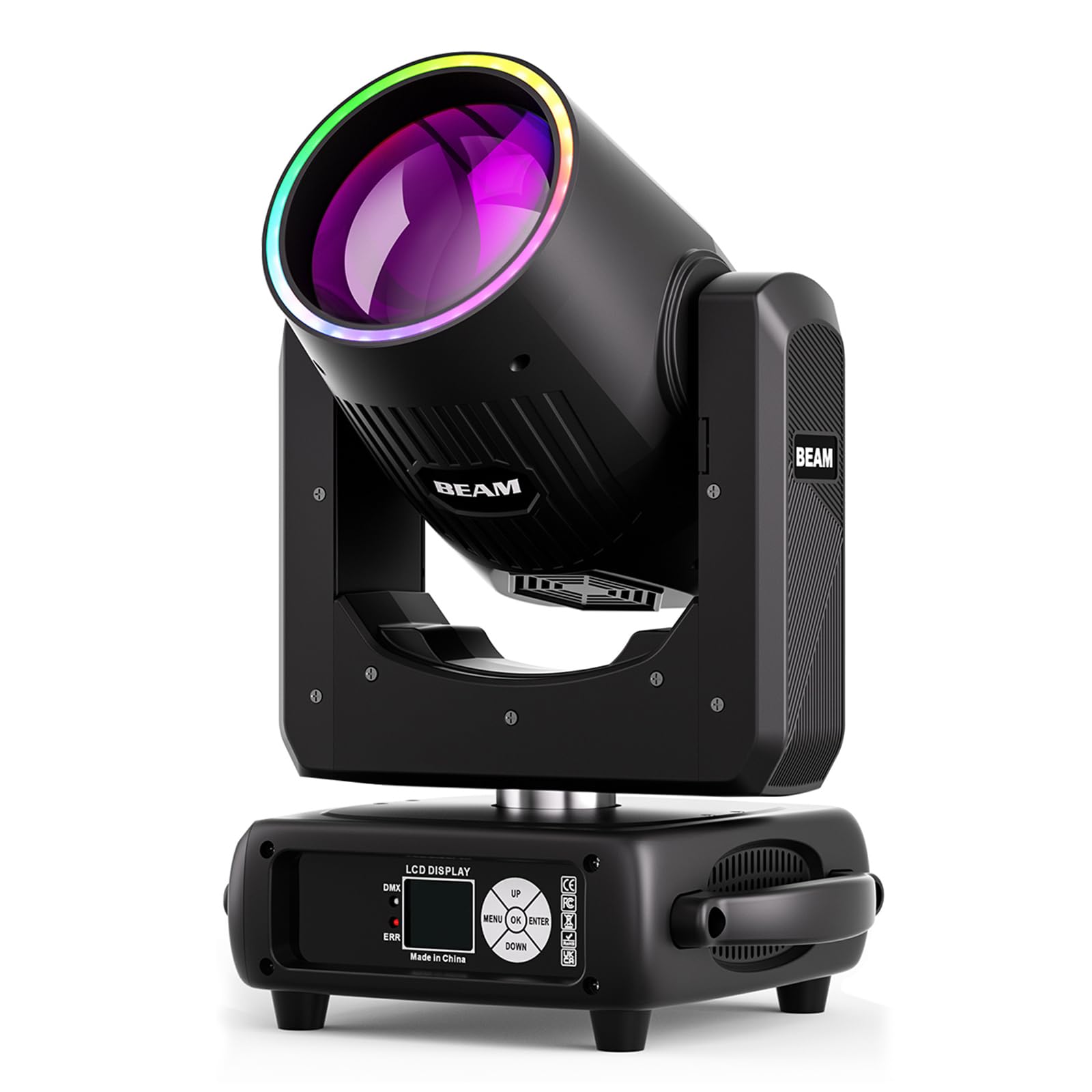 Cabeza Móvil LED 295W Beam Mini Iluminación de Escenario 14 Colores14 Gobos Prisma nebulización Foco Luces de Fiesta DMX512 para Halloween DJ bar cumpleaños discoteca