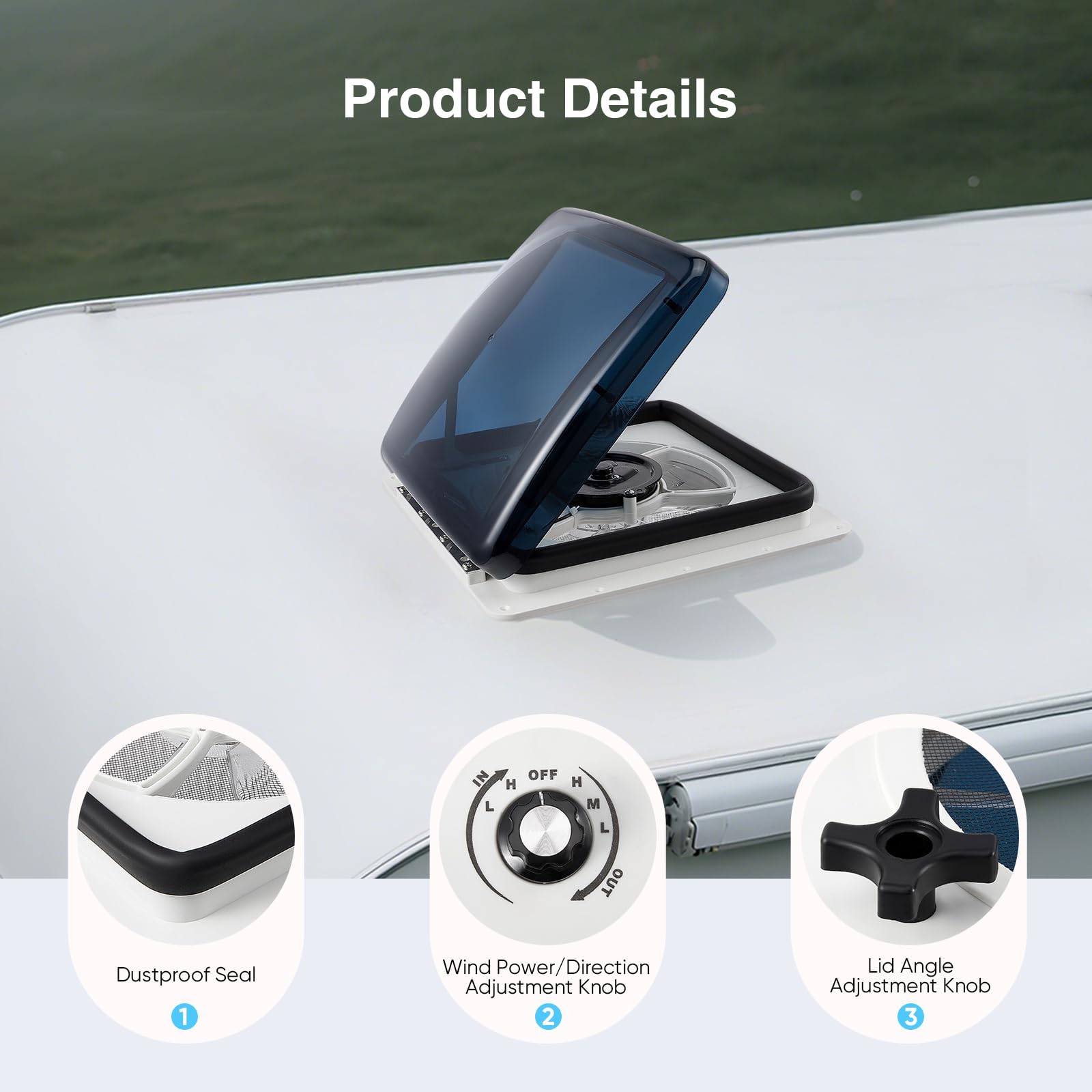 Ventilador de Techo para Autocaravana,autocaravana con Sensor de Lluvia Impermeable,Ventilador De Escape De Techo Para Autocaravana,para caravanas y caravanas