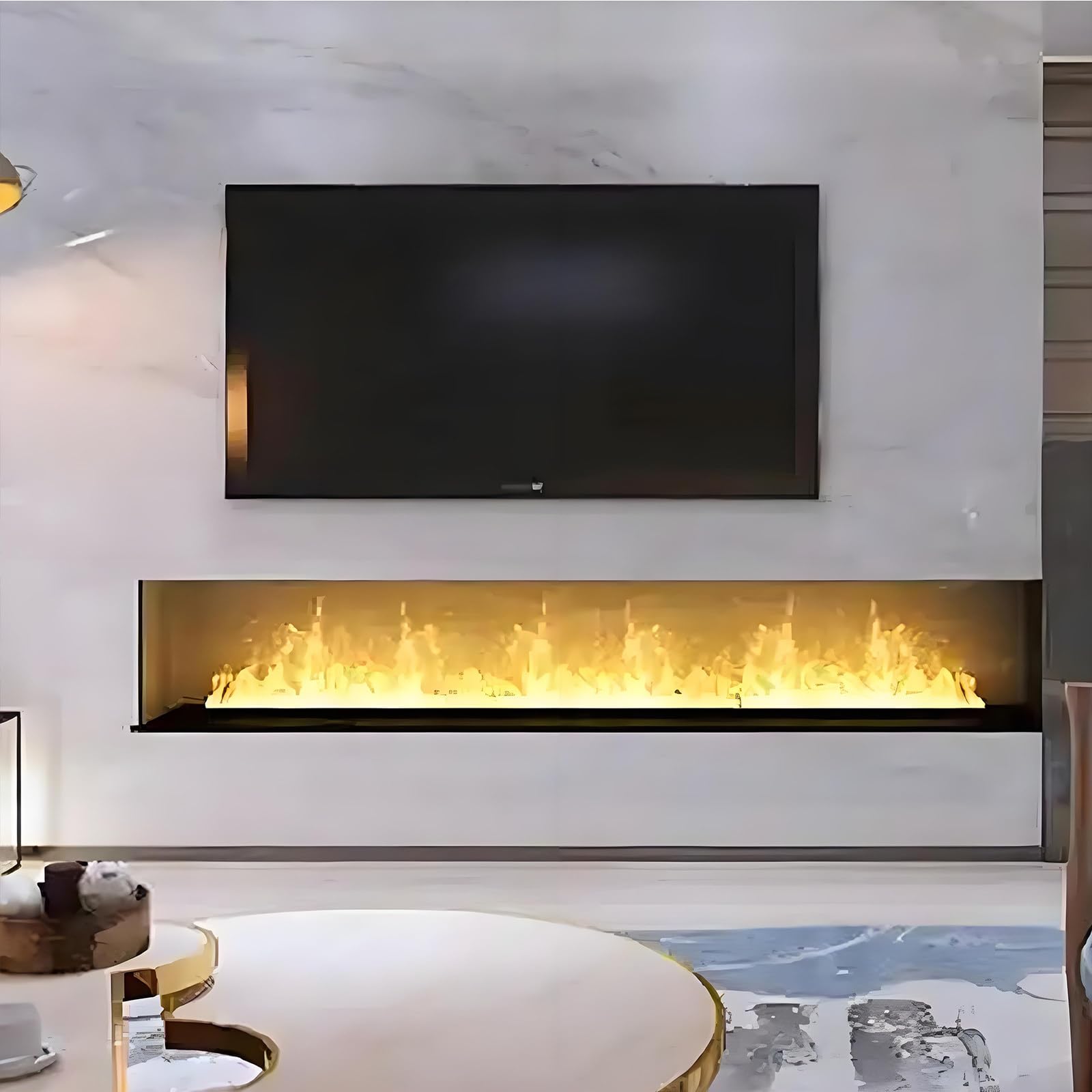 Camino Elettrico,Camino a Vapore Acqueo Camino Elettrico da Incasso con Fiamma Realistica,Ultra Sottile E Silenzioso,Pannello di Controllo Touch Screen,100cm/39.3in 120cm/47.2in
