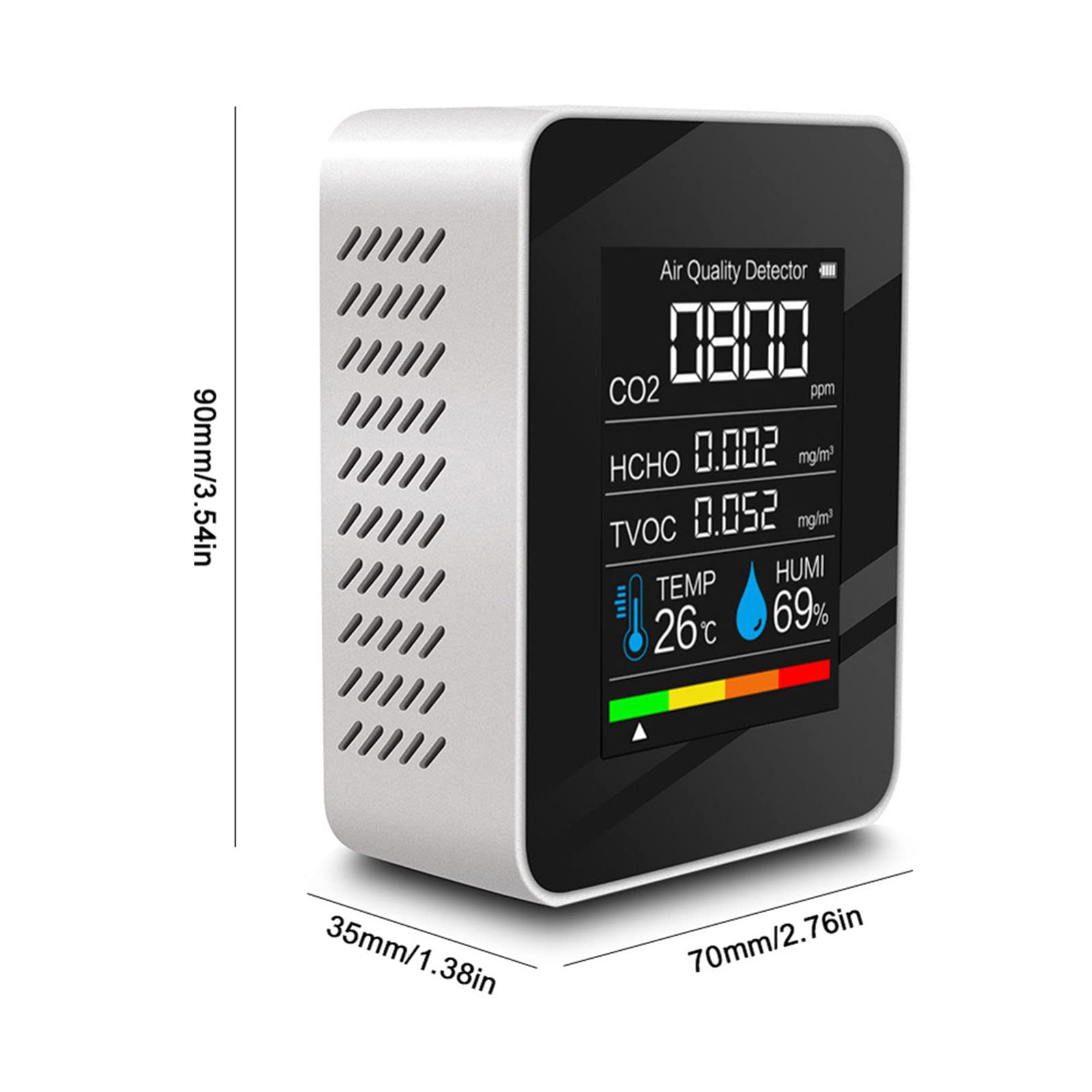 CO2 Meter Carbon Dioxide Detector Air Quality Monitor HCHO TVOC CO2 Tester
