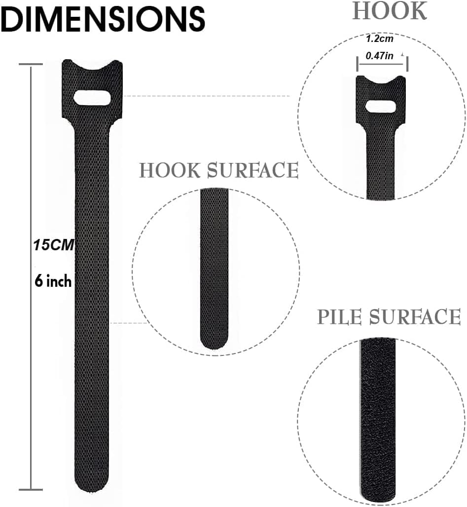 60/120/150pcs 6-Inch Reusable Cable Ties - H HOME-MART Cable Straps Multi-Purpose Tie Wraps Fastening Straps Used for Headphones Phones Electronics PC Wire Cable Tidy Management (60-Pack)