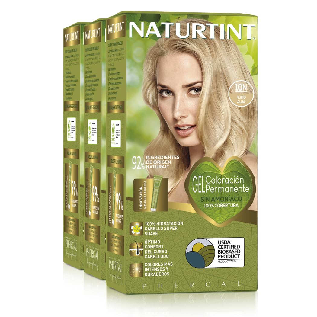 Naturtint Biobased | Haarfarbe Oohne Ammoniak | 10N Dämmerungsblond | Hoher Anteil an natürlichen Inhaltsstoffen | 3er Pack | 510 ml