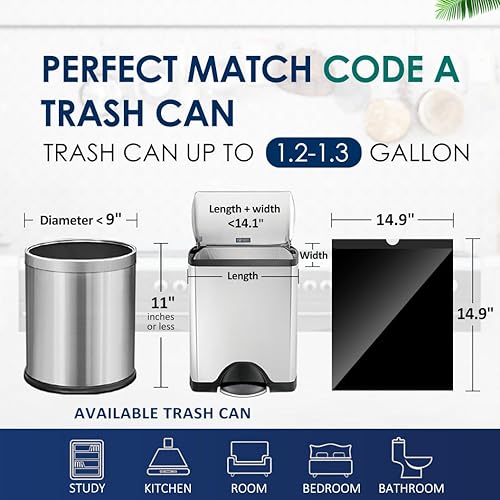 Miniatura 9 de RayPard, bolsas de basura pequeñas y fuertes con cordón de 2 galones, 100 unidades, bolsas de basura pequeñas de plástico para botes de basura de 6