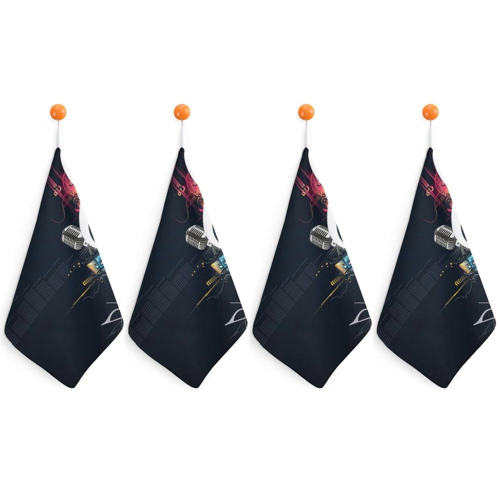 LWORZIIB 4 Piece Hanging Hand Towels, Note Music Small Dry Hand Towel for Kitchen Bathroom