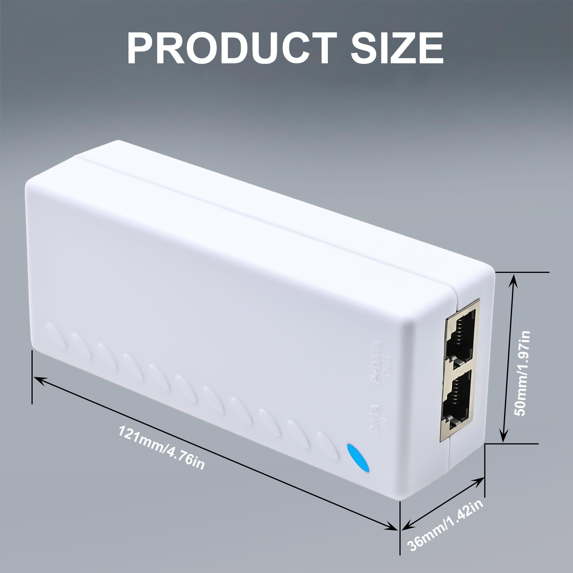 Iniettore PoE+ 10Gbps - Adattatore di rete Powerline, 30W | Compatibile con IEEE 802.3af/at, 15,4 W (PoE) o 30 W (PoE+), fino a 100 m, per fotocamere, punti di accesso e telefoni IP