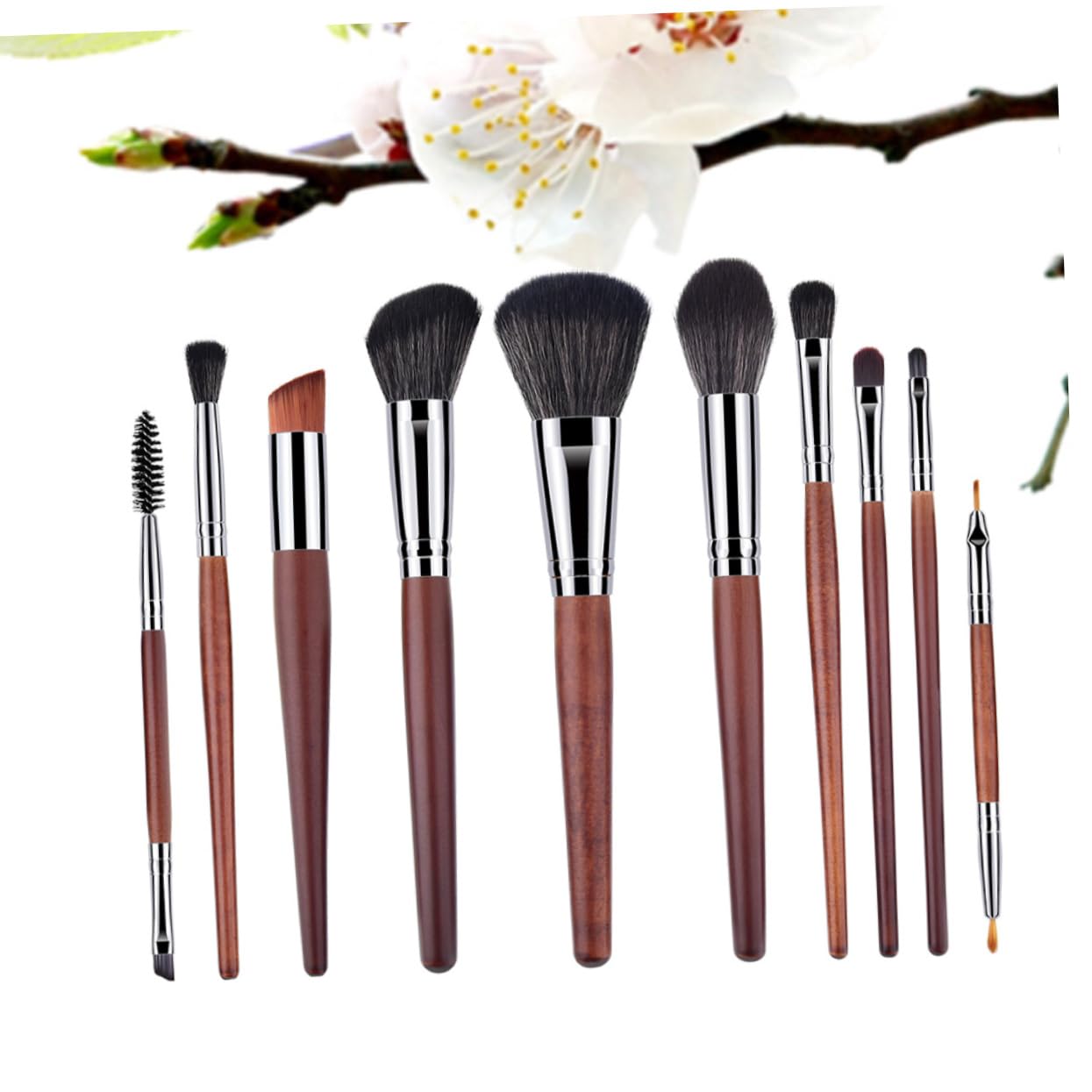 FRCOLOR Set Di 2 Pennelli Per Il Trucco Di Pennello Per Fard Con Manico in Legno E Setole in Nylon Per Donna 10 Pezzi*2