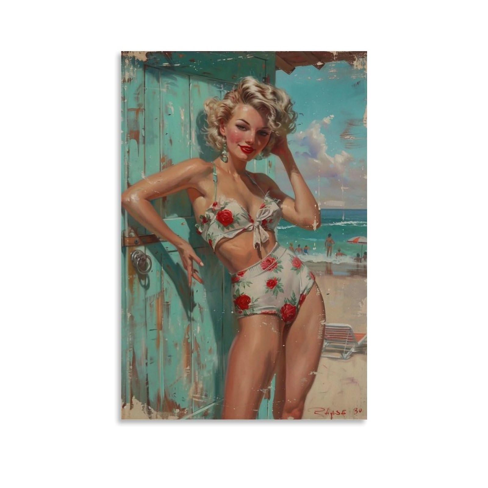 Hueryryhy Unframe-Style 24X36inch Beach Hour 01 Poster Wall Art Canvas Vintage Aesthetic Painting Decor For Rooms 24X36inch Unframe-Style