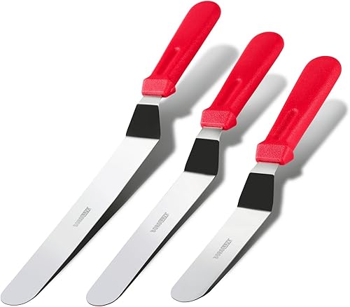 Emopeak Espátulas para decoración de tartas, cuchillo de glaseado más suave de acero inoxidable, juego de 3