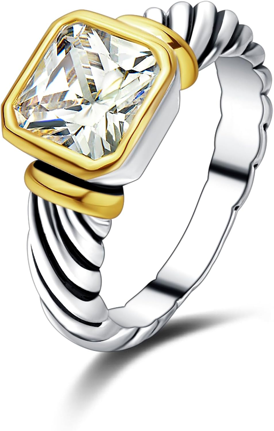 UNY Jewel Twisted Cable Wire Petite CZ Ring Designer Inspired Fashion Brand Christmas Valentine Women Dupes Jewelry Gift