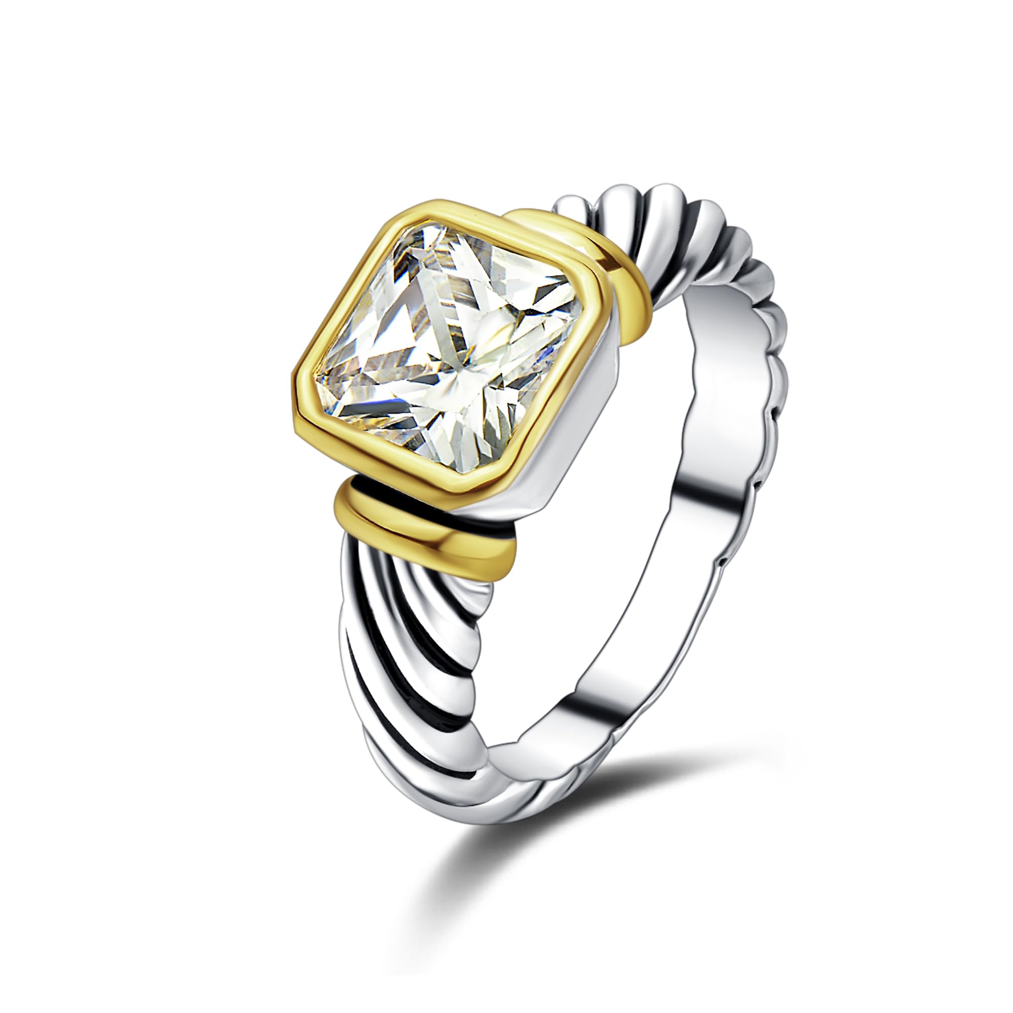 UNY Jewel Twisted Cable Wire Petite CZ Ring Designer Inspired Fashion Brand Christmas Valentine Women Dupes Jewelry Gift