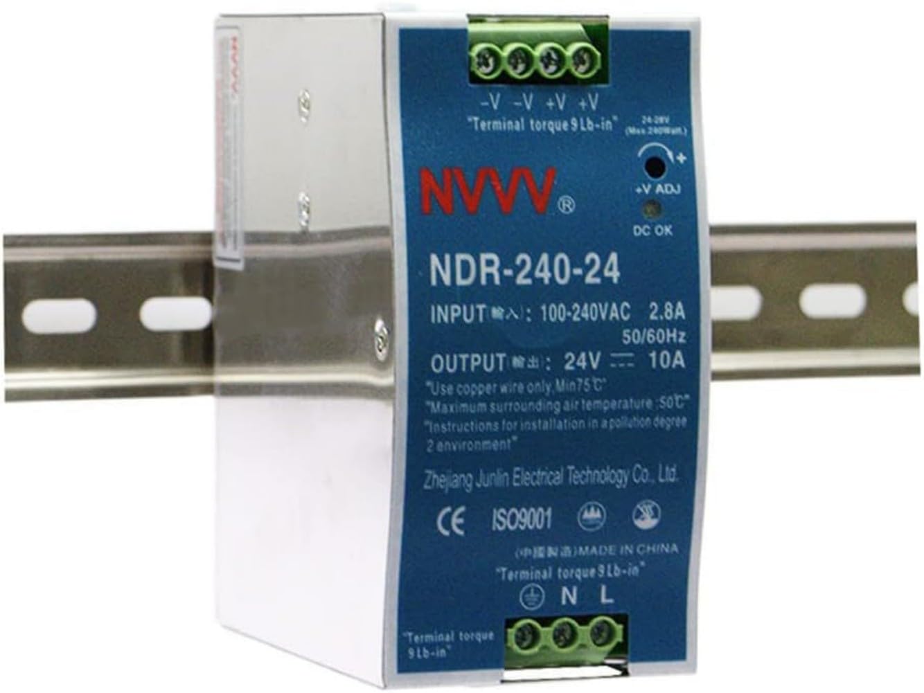 Alimentatore di rete per guida DIN industriale, 24 V, 10 Amp 240 W, 240 W, NDR-240 – 24