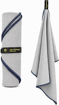 Backpacking Ultralight Quick Dry Microfiber Soft Fast Drying Hand and Face Towel Wash Cloth Camping Yoga Hiking Active Lifestyle Gray, Medium 16x28