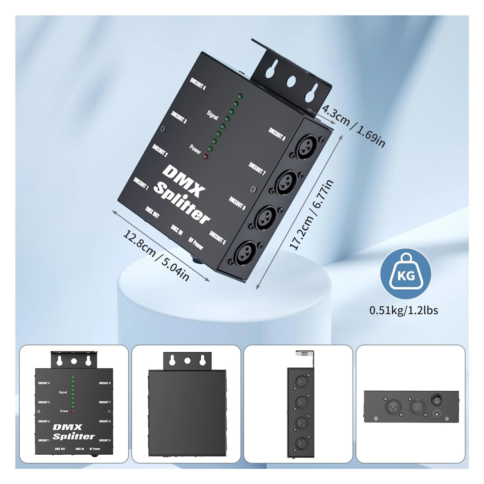 Controlador DMX, Controlador de iluminación LED con divisor DMX aislado 8 vías, amplificador universal ramas salidas 3 pines for señales