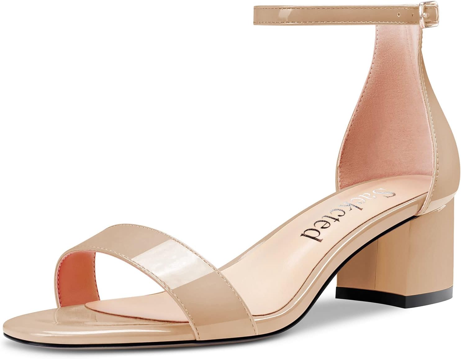 Chunky Block Low Heel Peep Toe Sandals with Ankle Dominican