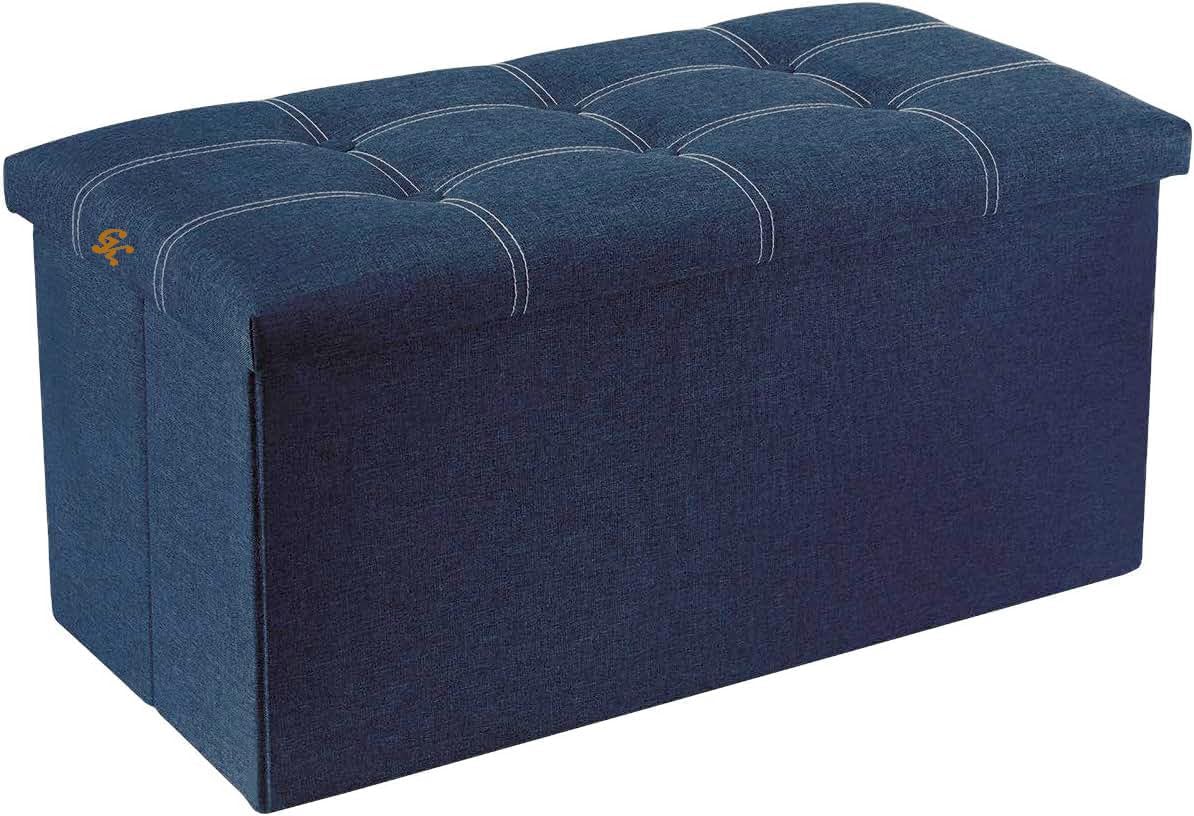 Foldable Storage Ottoman Bench with Tufted Top | Bed End Storage Seat Suitable for Living Room, Bedroom | Foot Rest Stool - Toys, Shoes, Newspaper Storge Bin Box ||-image-4