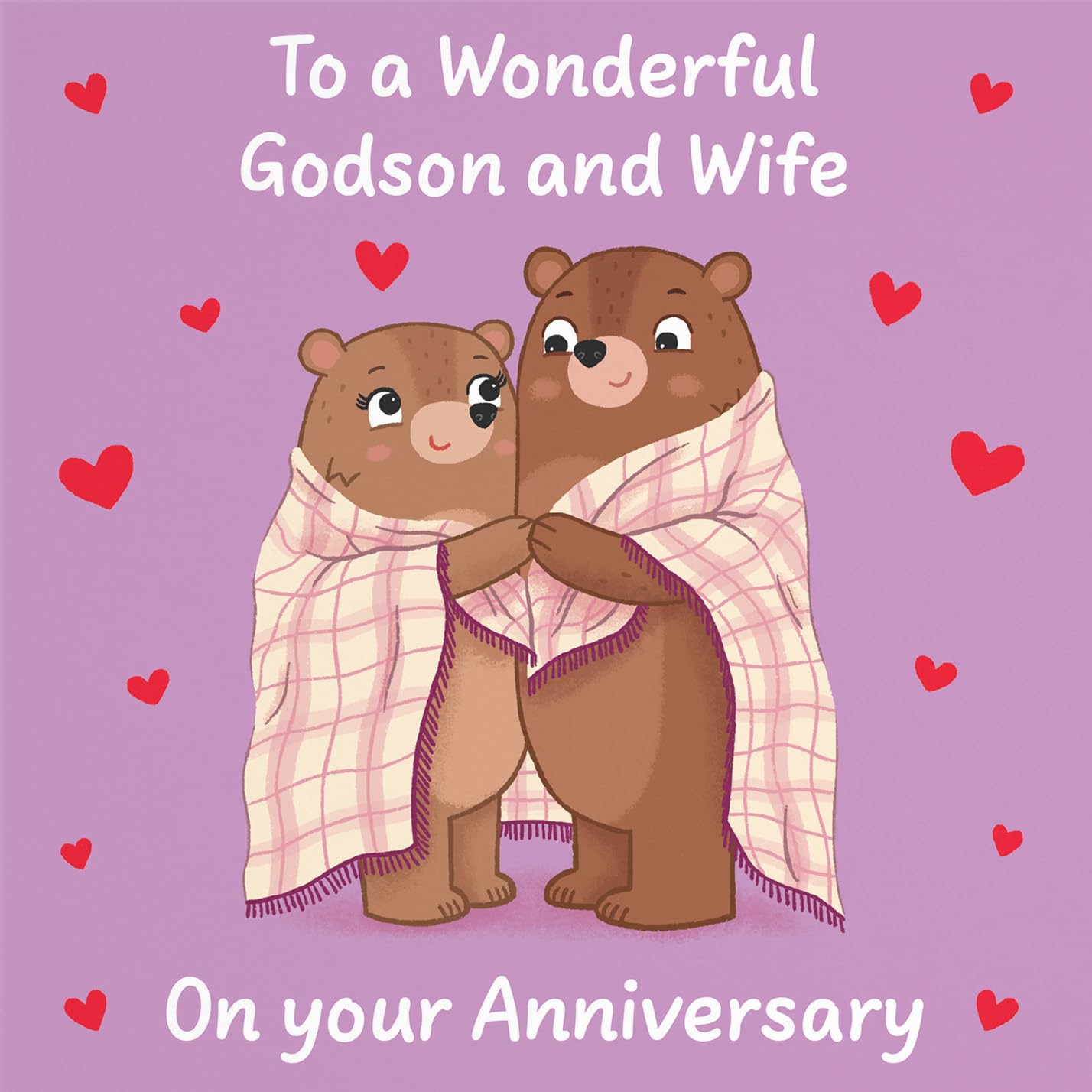 Hunts England - Cute Snuggly Bears Godson And Wife Anniversary Card - Fun Bears Anniversary Card - Love Story Collection - Image 2