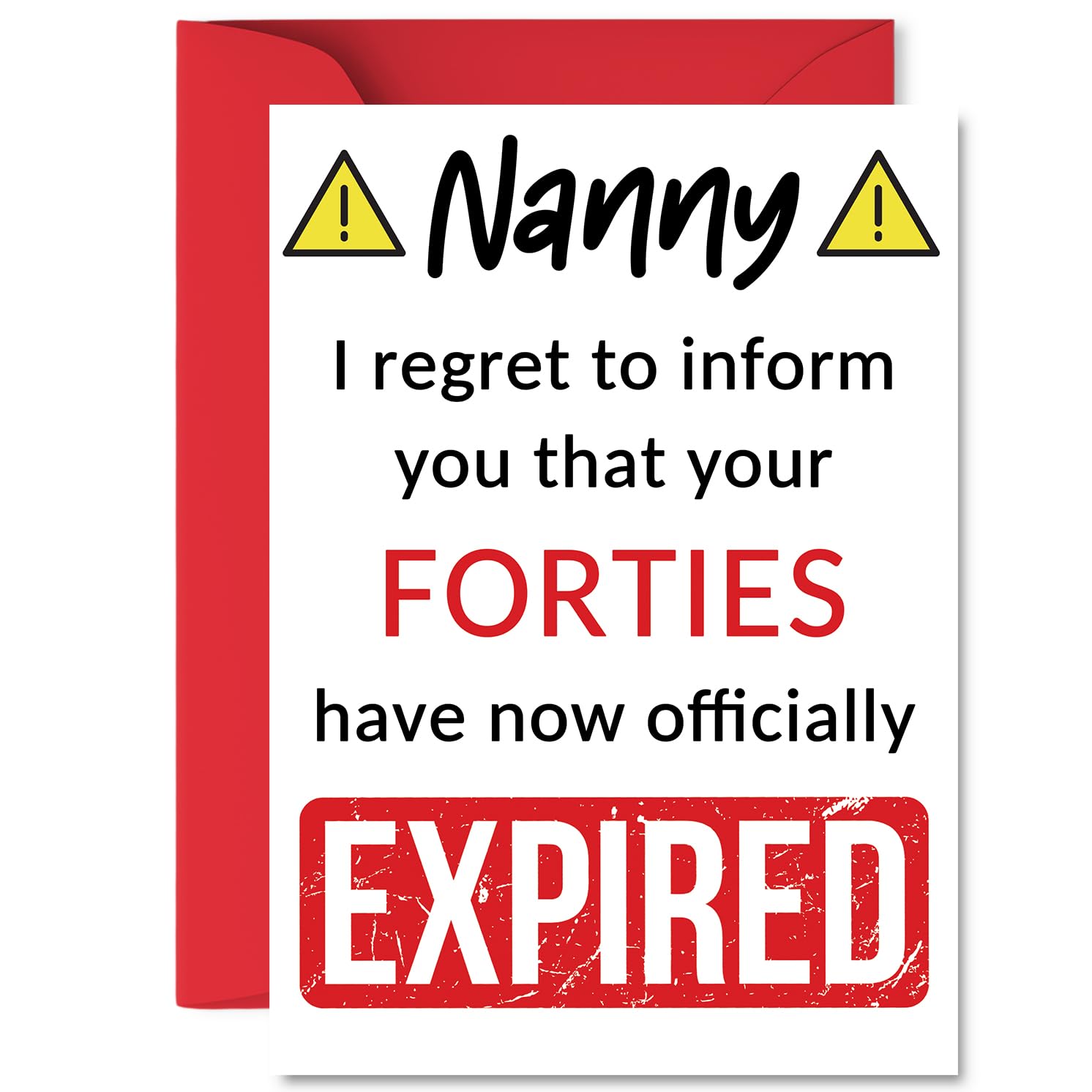 Funny 50th Birthday Cards for Nanny - Your Forties Have Expired - Happy Birthday Card for Nanny Nan from Grandson Granddaughter, A5 Banter Joke Humour Bday Greeting Cards Gift