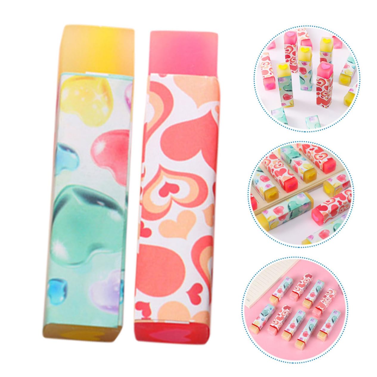 Gomme da Cancellare a Cuore Kawaii 32 Pezzi in Pvc | Festa Scuola Decor, Cartoon Erasers, Learning Stationery, Facile da Usare, per Bambini e Kids