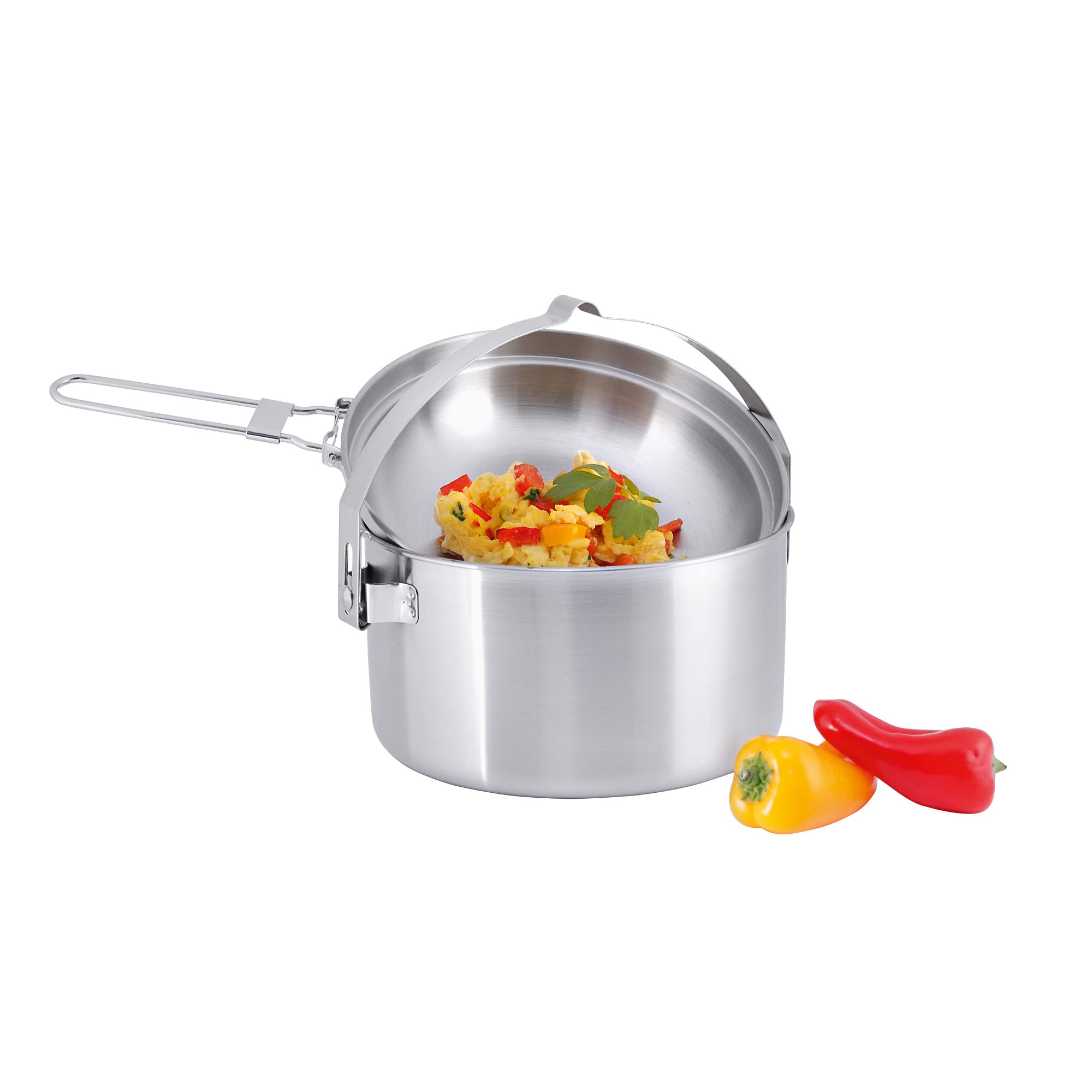 Tatonka Kempingowy zestaw do gotowania Kettle – garnek i patelnia ze stali nierdzewnej – z uchwytem do zawieszenia – nadaje się również do stosowania na ogniu