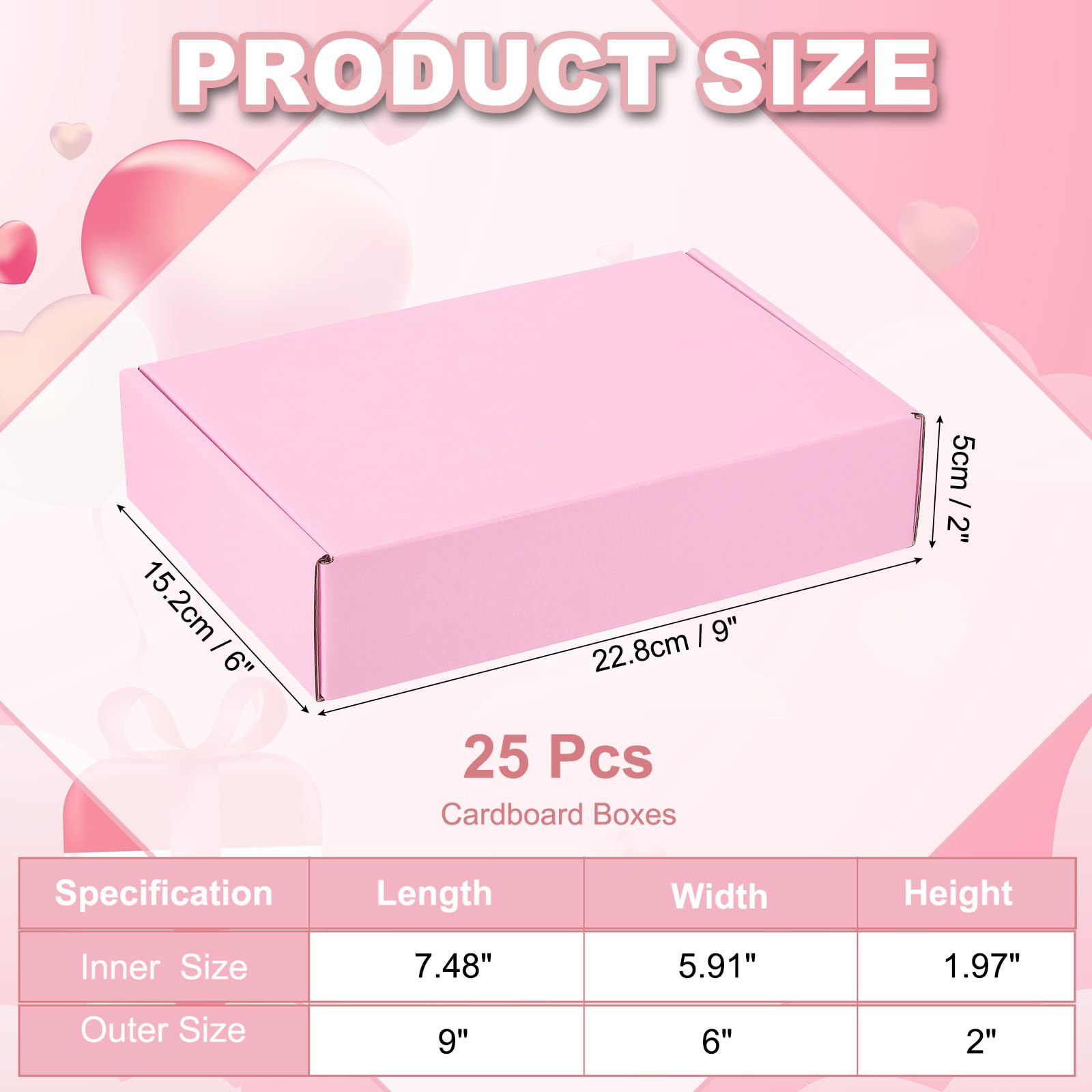 PATIKIL Scatole Di Cartone Spedizioni 9x6x2 Per Piccole Imprese 25Pz Scatole Regalo Imballo Ondulato Per Spedizioni Traslochi Lavoretti Sorpresse natalizie Prodotti Da Regalare Rosa.