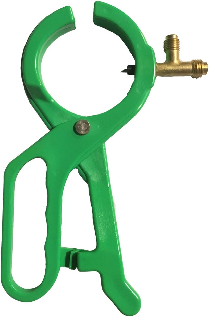 2-in-1 Side Can Tap #5020 – R134a, R1234YF & R12 Refrigerant Can Tap, Dual Ports (1/2" Acme & 1/4" SAE), Brass Fitting & Green Handle, Works with Pierced & Self-Sealing Cans for HVAC & Auto A/C