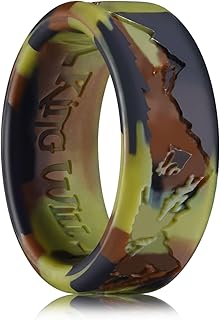 King Will Silicone Rings For Men, Rubber Wedding Bands with Unique Mountain Peak Design