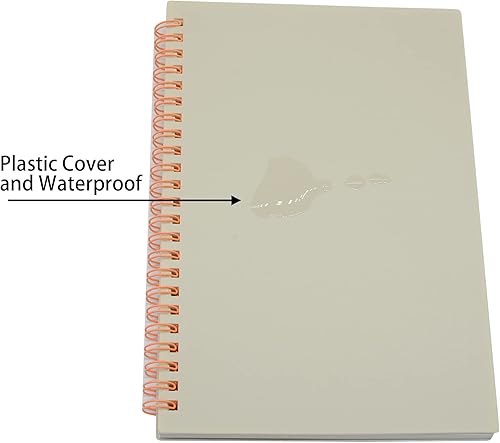 Miniatura 5 de Yansanido Cuaderno de espiral, 6 unidades, tamaño A5, tapa dura de plástico grueso blanco de 0.276 in, 80 hojas, 160 páginas para estudio y notas (6