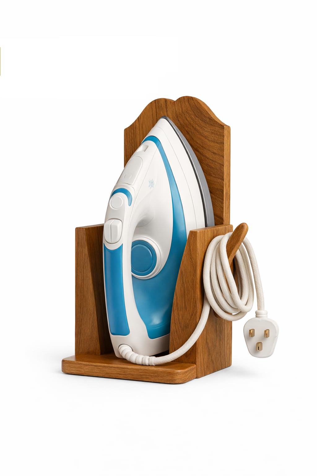 Multi Purpose Wooden Iron Press Holder.Free from Electricity.Save You & Your Family from Shock.Not Only Hold Iron But Organise Power Cable Also. Press Machine Holder for Laundry and Home.