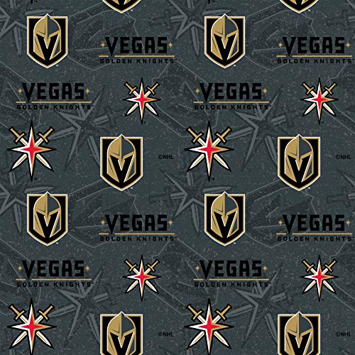 SYKEL ENTERPRISES Officially Licensed NHL Cotton Fabric- Las Vegas Knights Cotton Fabric-NHL 100% Cotton Fabric Sold by The Yard