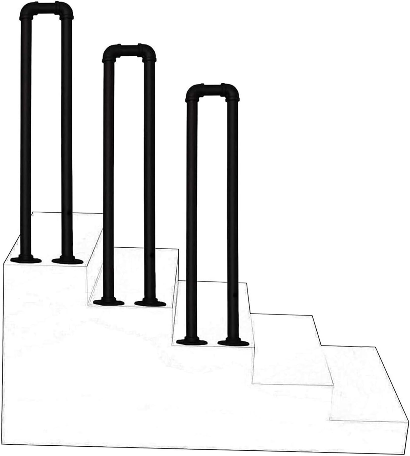 Rampe d'escalier en U contre les chutes barre antidérapante de sécurité