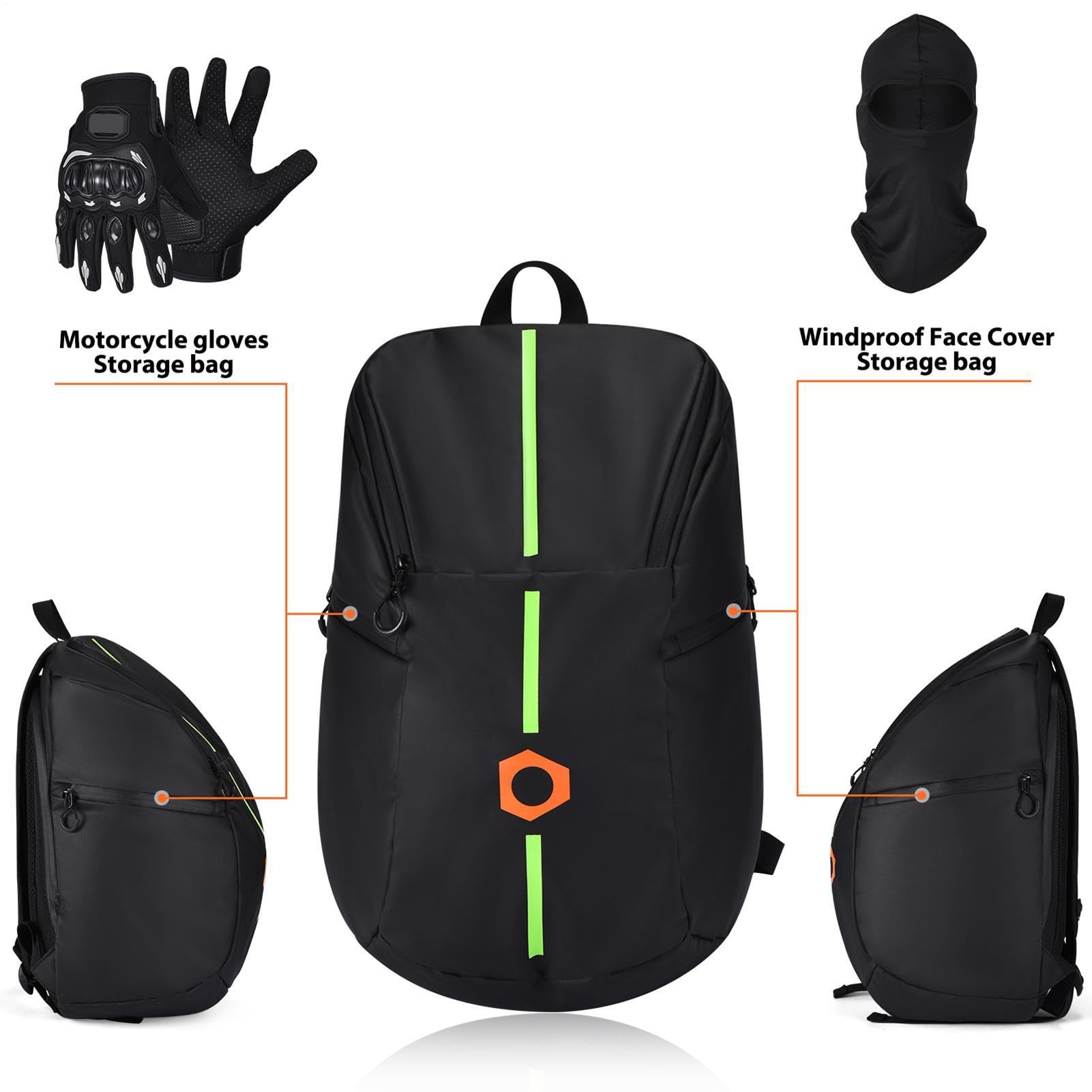 Zaino impermeabile per moto, riflettente, zaino ergonomico per | casco da moto, zaini riflettenti per uomo, zaino da equitazione di grande capacità, Attributo singolo, Siehe Beschreibung