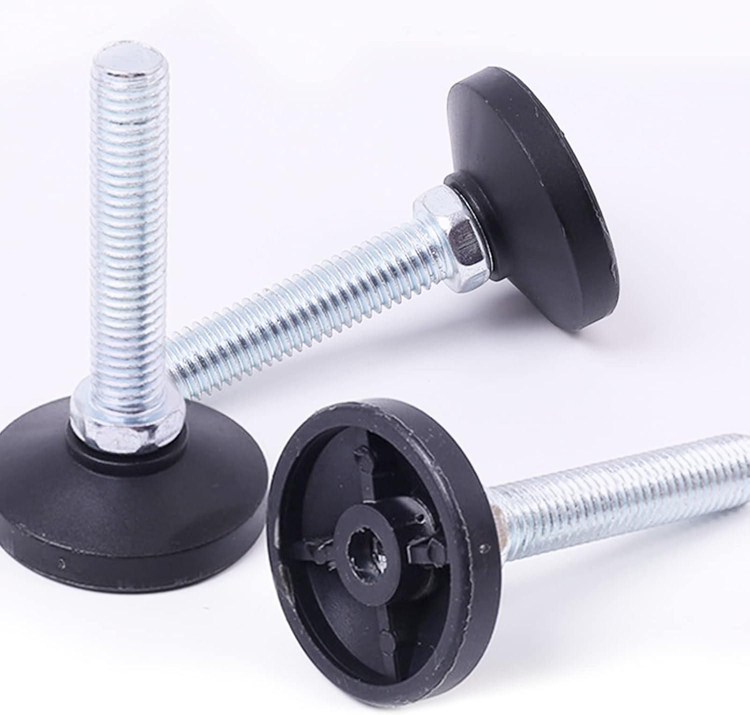 Heavy Duty Leveling Screw Leg, M10 x 50mm Carbon Steel Shockproof Adjustable Leg Leveler, 1.5" Base Pad Furniture Leveling Feet for Cabinet Chair Desk Machine, 8 Pack